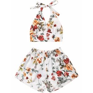 Two piece halter top and shorts set
